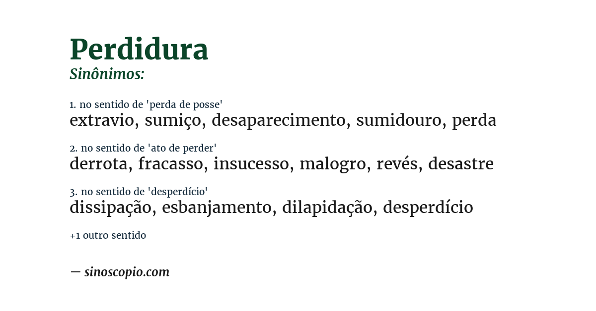 Sinônimo de perdidura