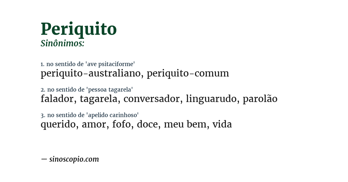 Sinônimo de periquito