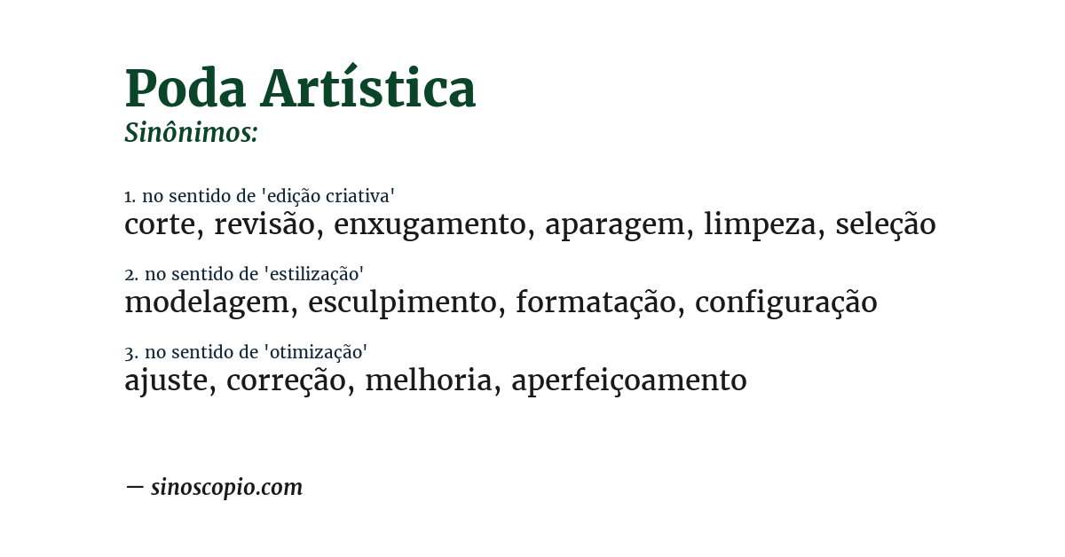Sinônimo de poda artística