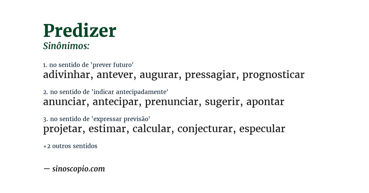 Sinônimo de predizer