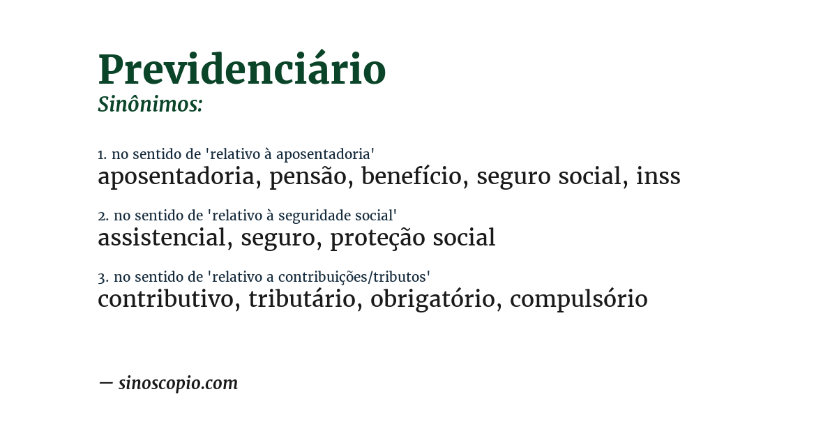 Sinônimo de previdenciário