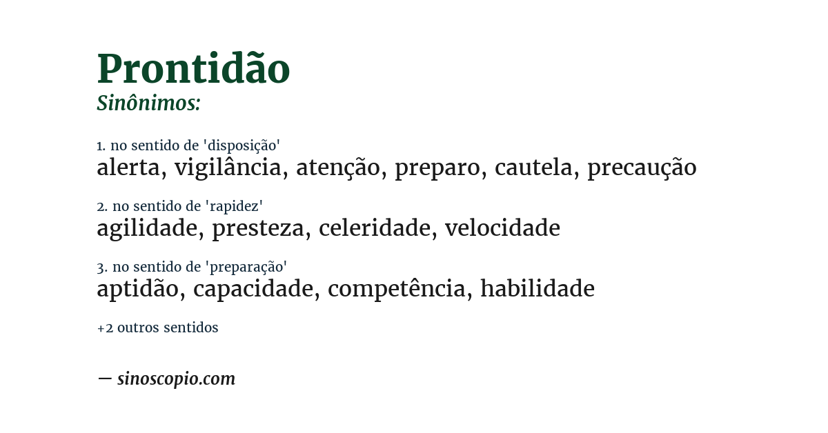 Sinônimo de prontidão
