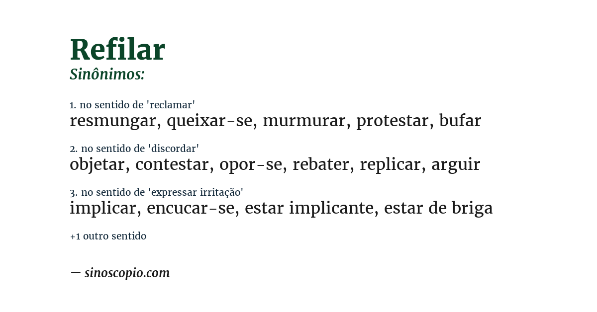 Sinônimo de refilar