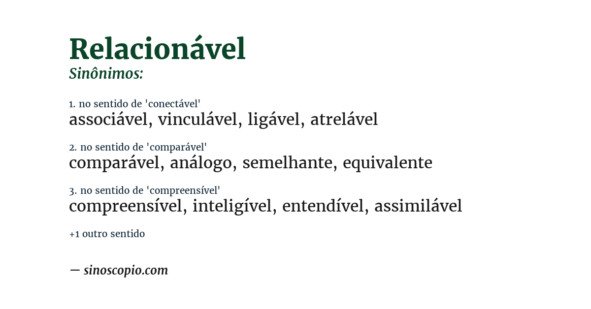 Sinônimo de relacionável