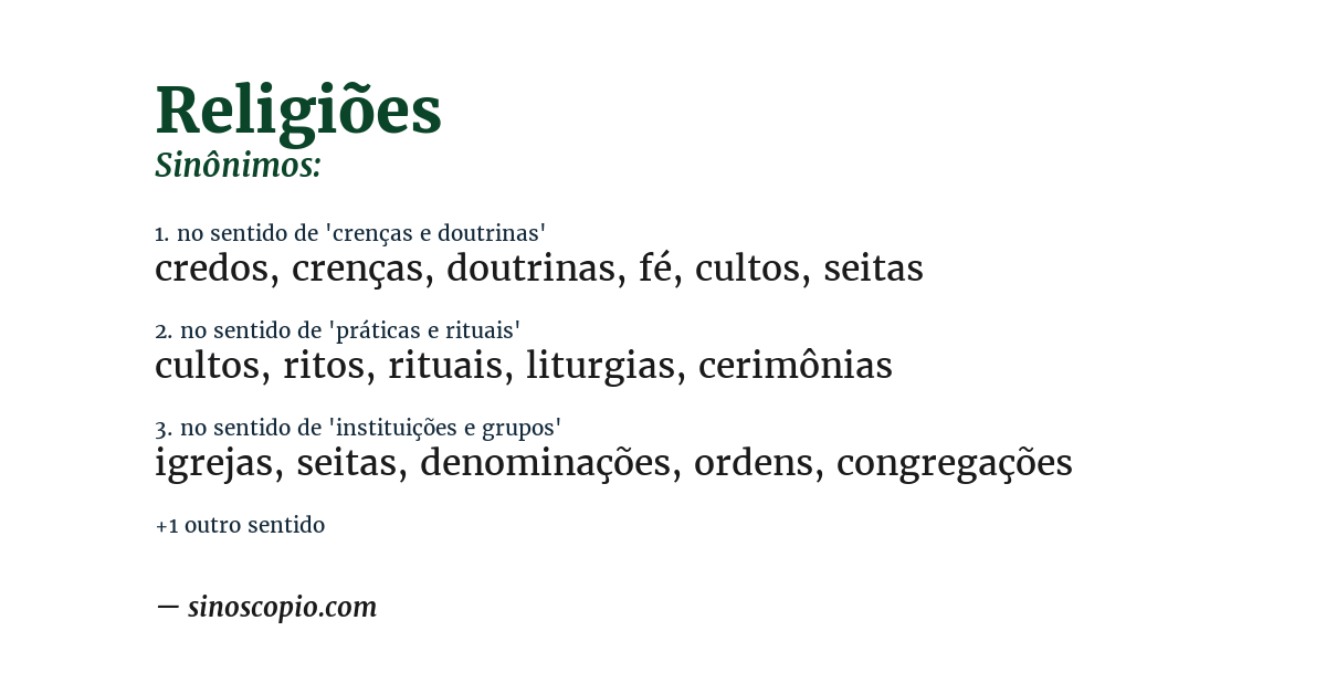 Sinônimo de religiões