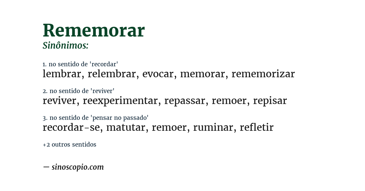 Sinônimo de rememorar
