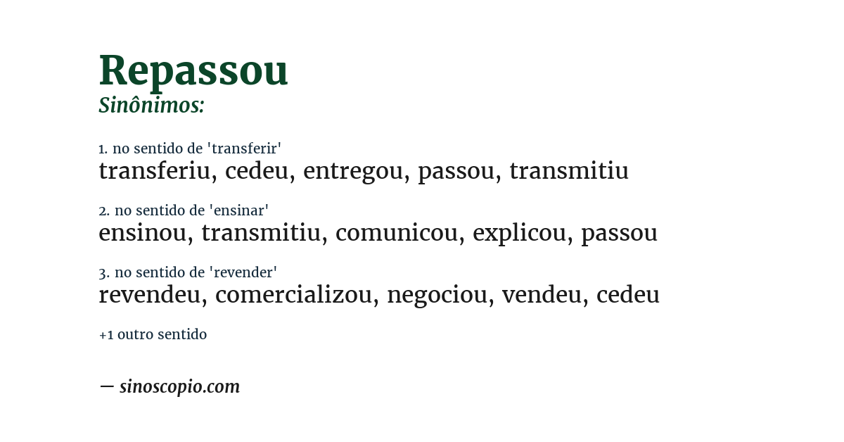 Sinônimo de repassou