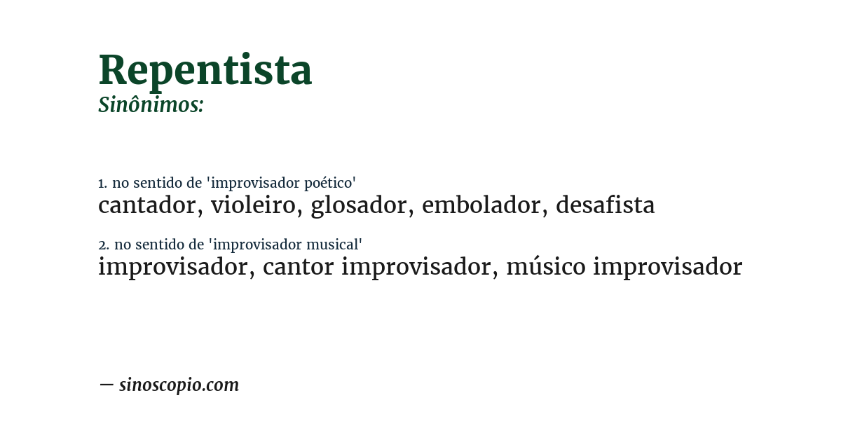 Sinônimo de repentista
