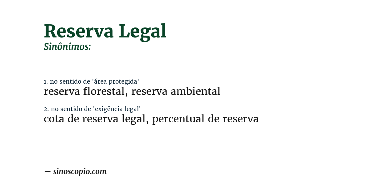 Sinônimo de reserva legal