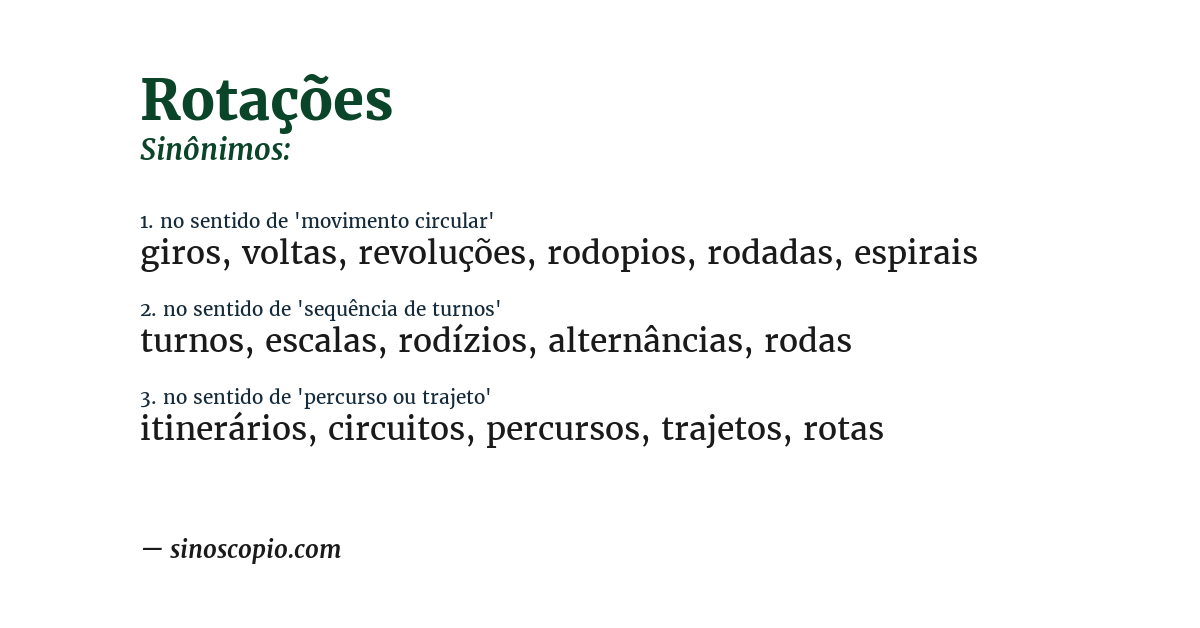 Sinônimo de rotações