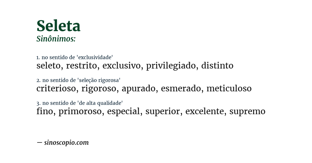Sinônimo de seleta