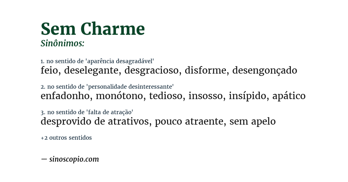 Sinônimo de sem charme
