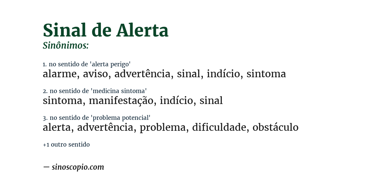 Sinônimo de sinal de alerta