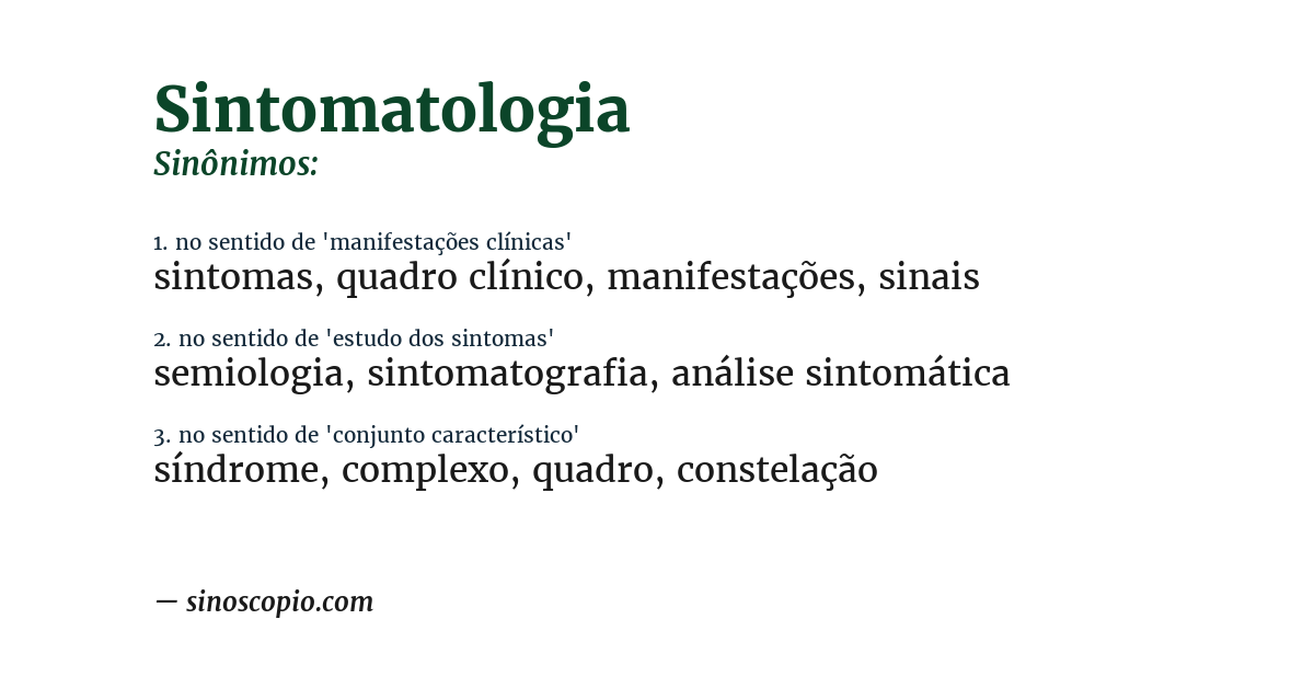 Sinônimo de sintomatologia