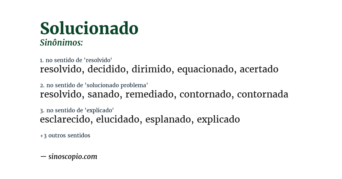Sinônimo de solucionado