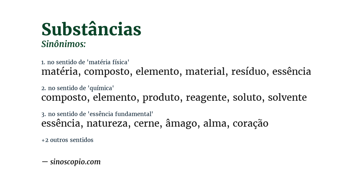 Sinônimo de substâncias