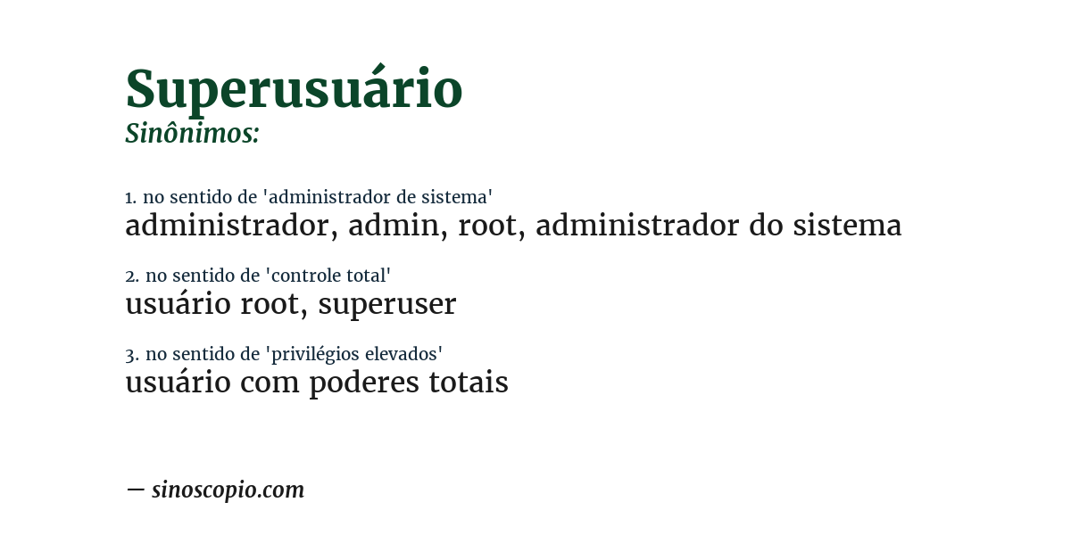 Sinônimo de superusuário