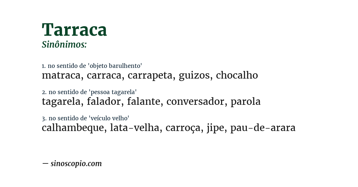 Sinônimo de tarraca