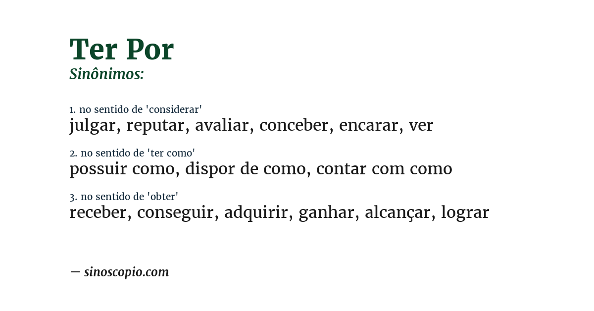 Sinônimo de ter por