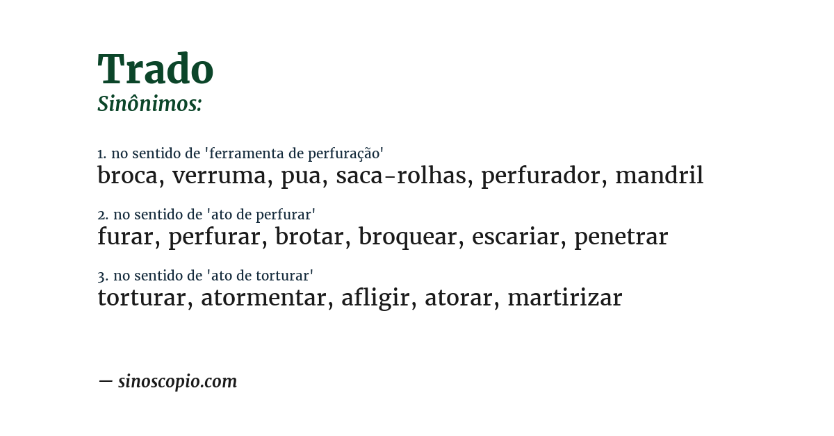 Sinônimo de trado