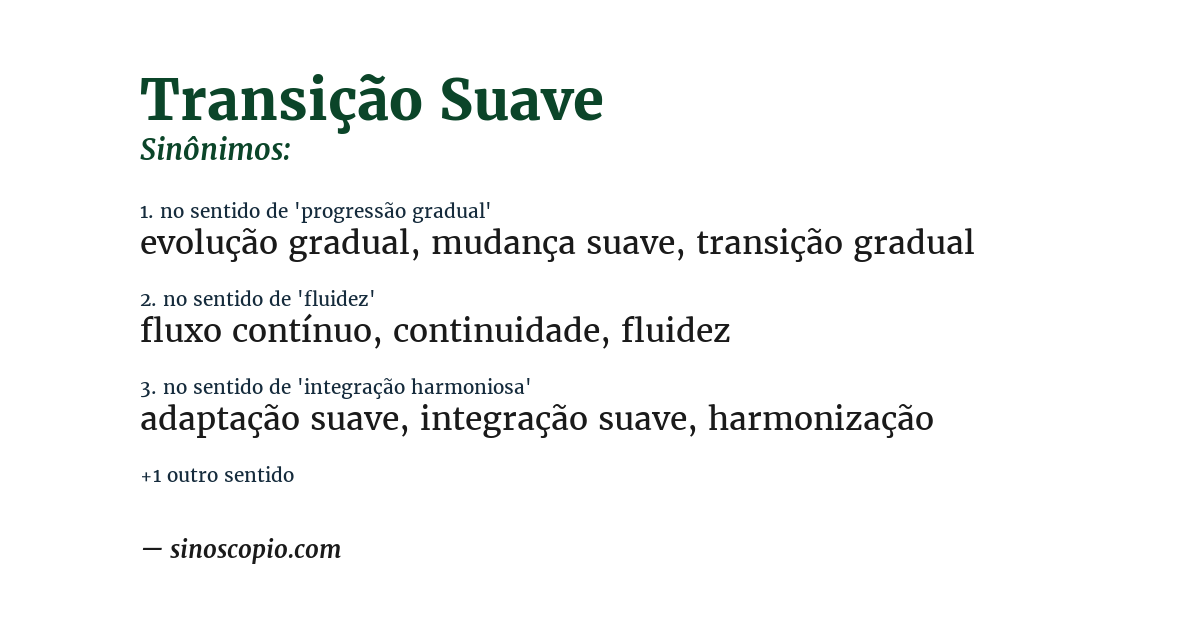 Sinônimo de transição suave