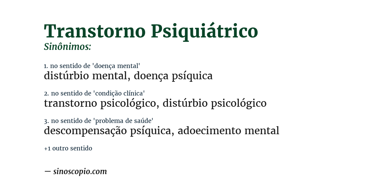 Sinônimo de transtorno psiquiátrico