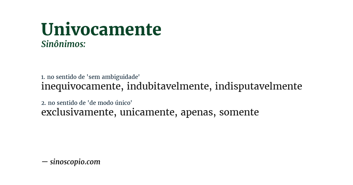 Sinônimo de univocamente