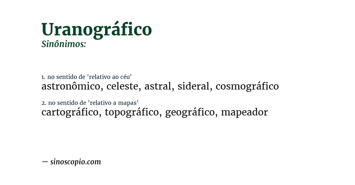 Sinônimo de uranográfico