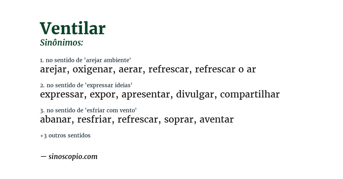 Sinônimo de ventilar