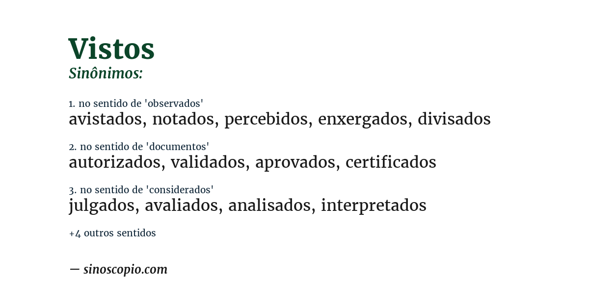 Sinônimo de vistos