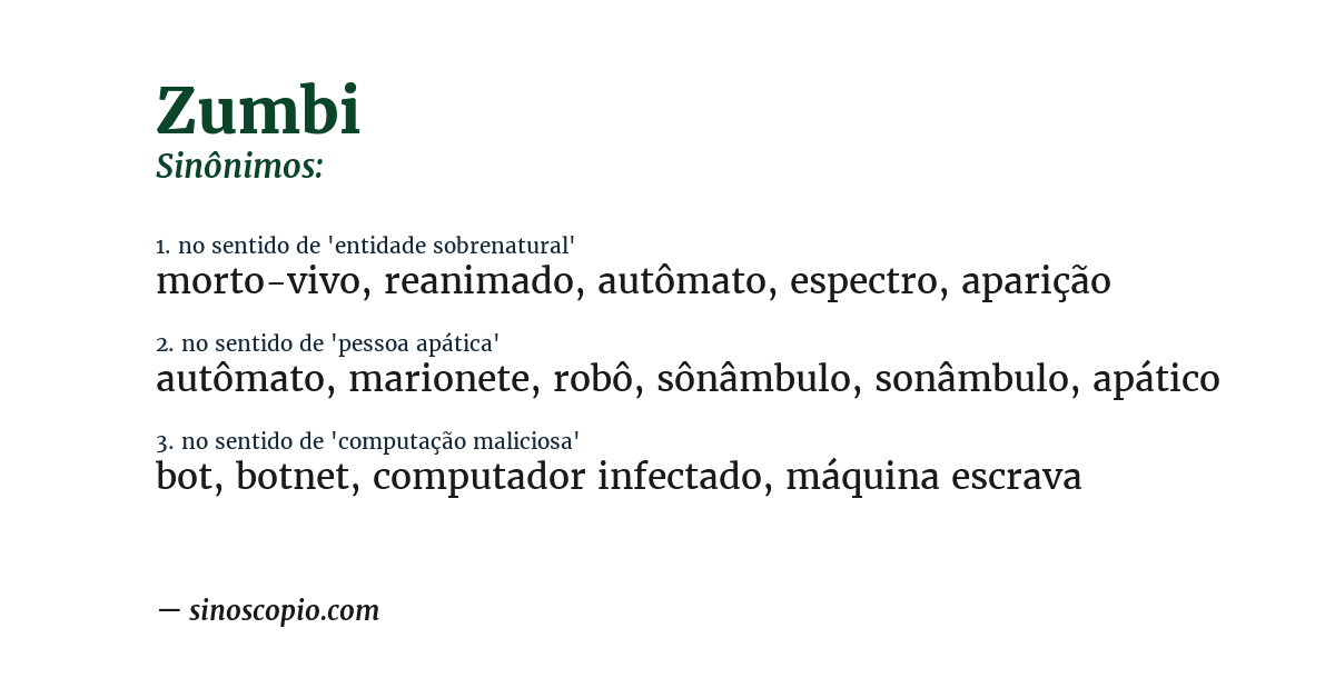Sinônimo de zumbi