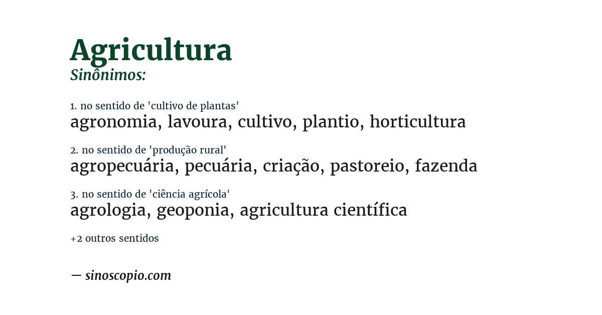Sinônimo de agricultura