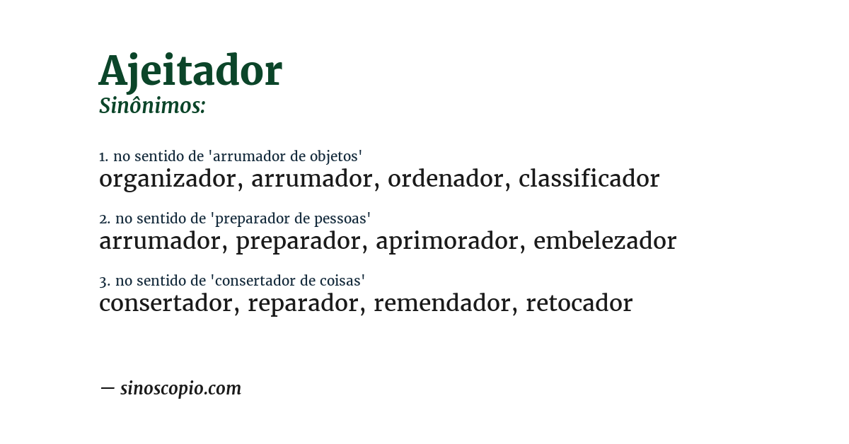 Sinônimo de ajeitador