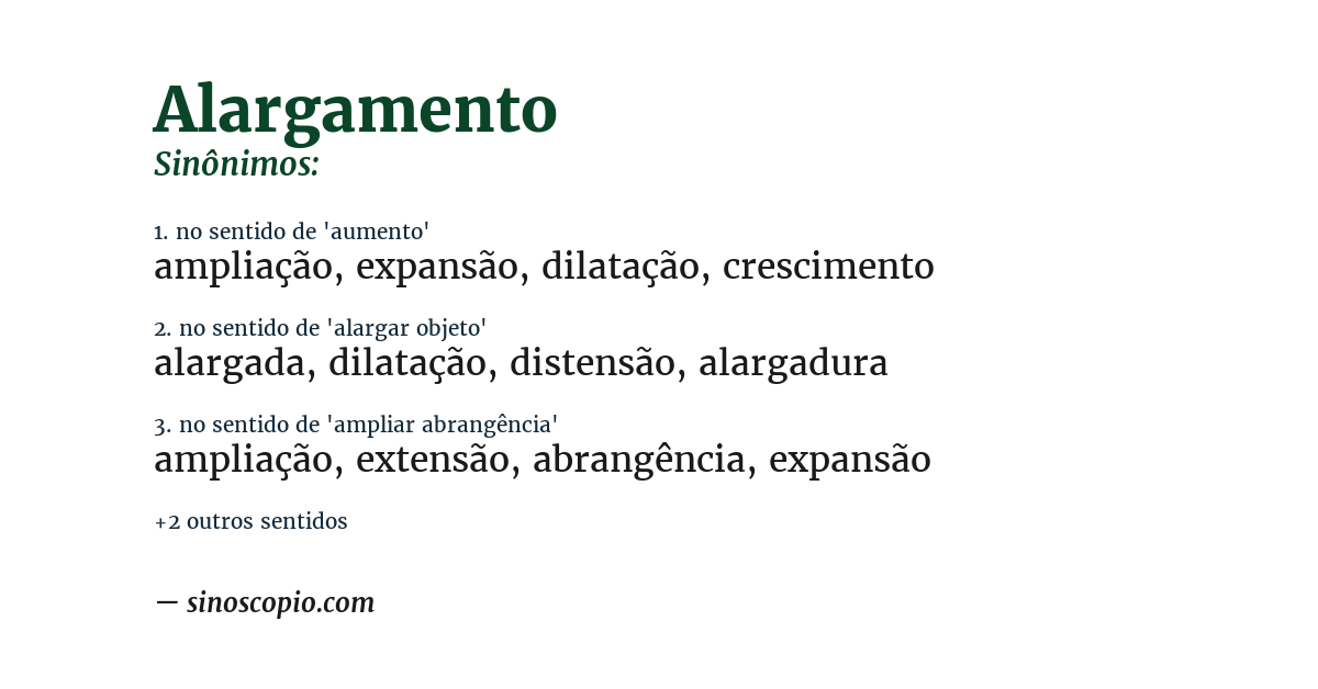 Sinônimo de alargamento