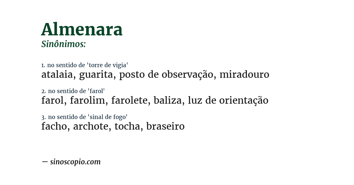 Sinônimo de almenara