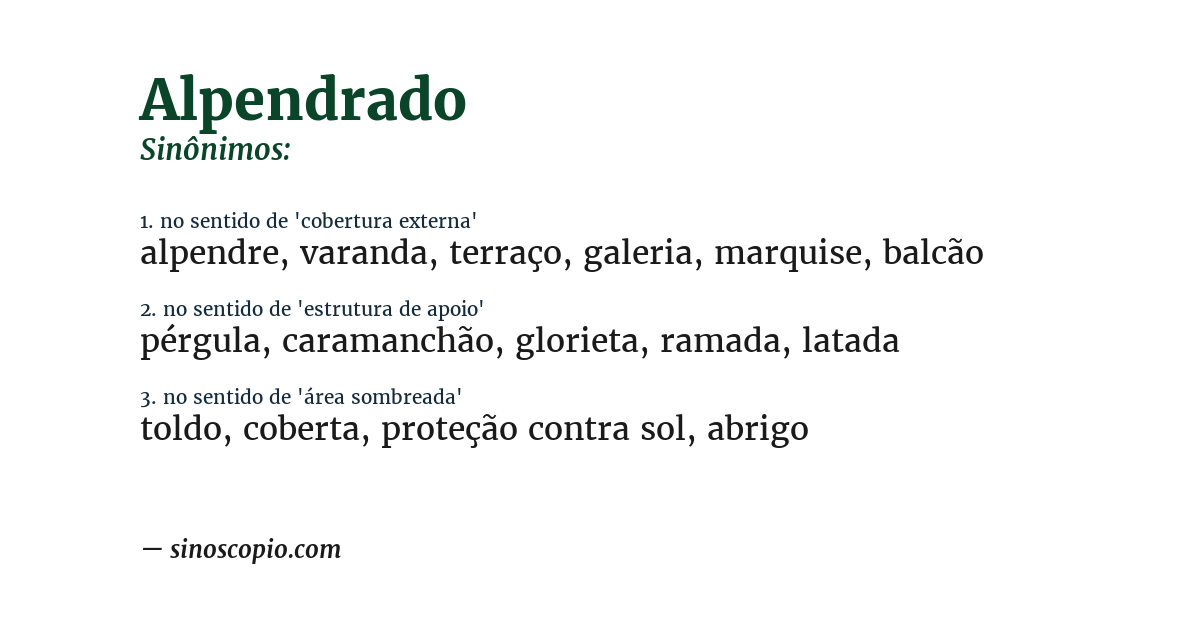 Sinônimo de alpendrado
