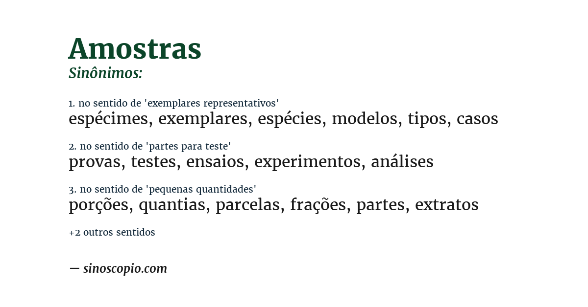Sinônimo de amostras