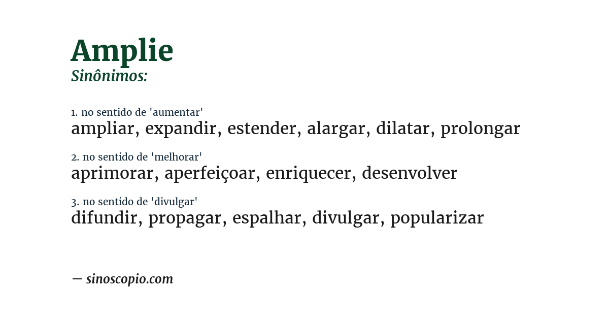 Sinônimo de amplie