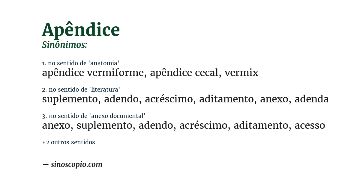 Sinônimo de apêndice