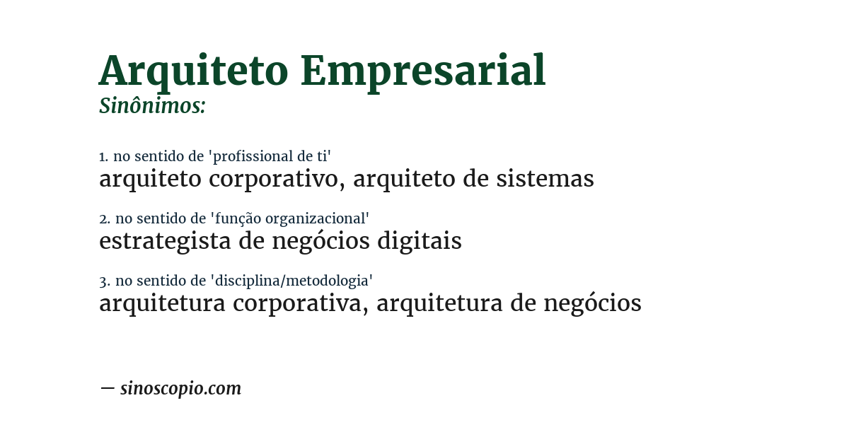 Sinônimo de arquiteto empresarial