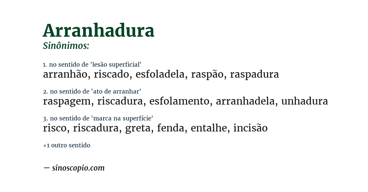 Sinônimo de arranhadura