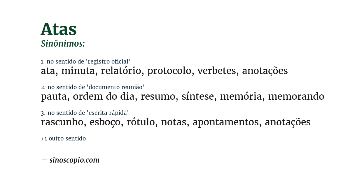Sinônimo de atas