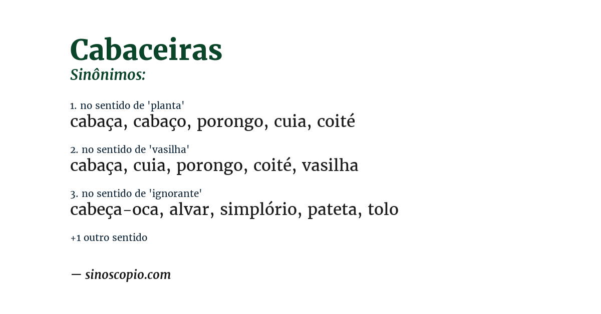 Sinônimo de cabaceiras
