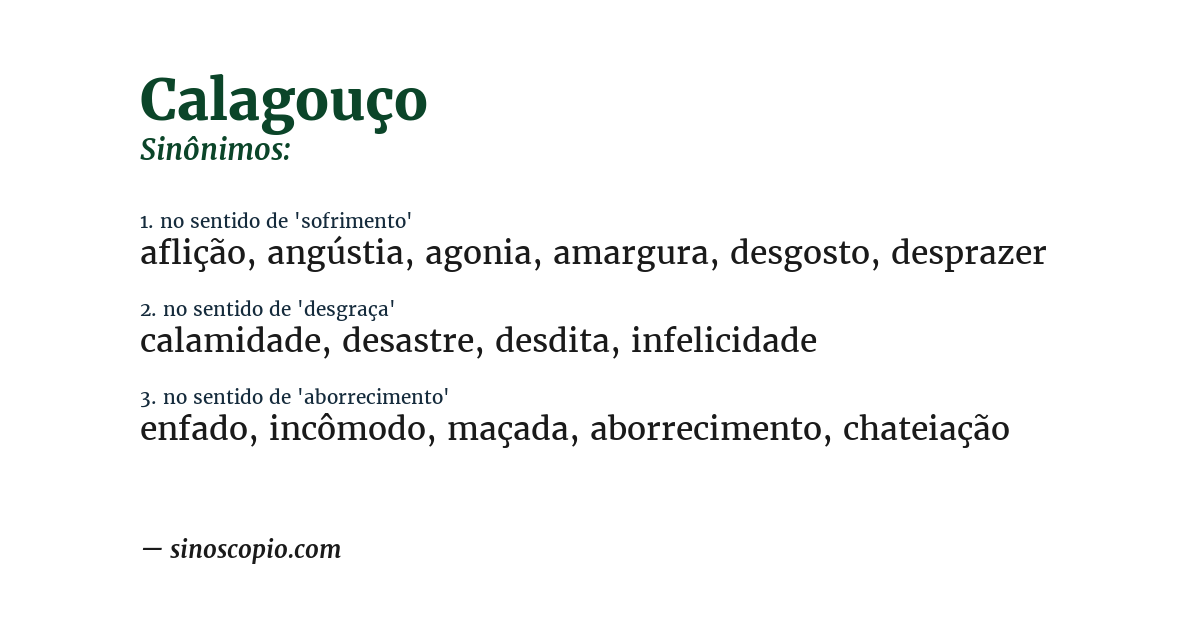 Sinônimo de calagouço