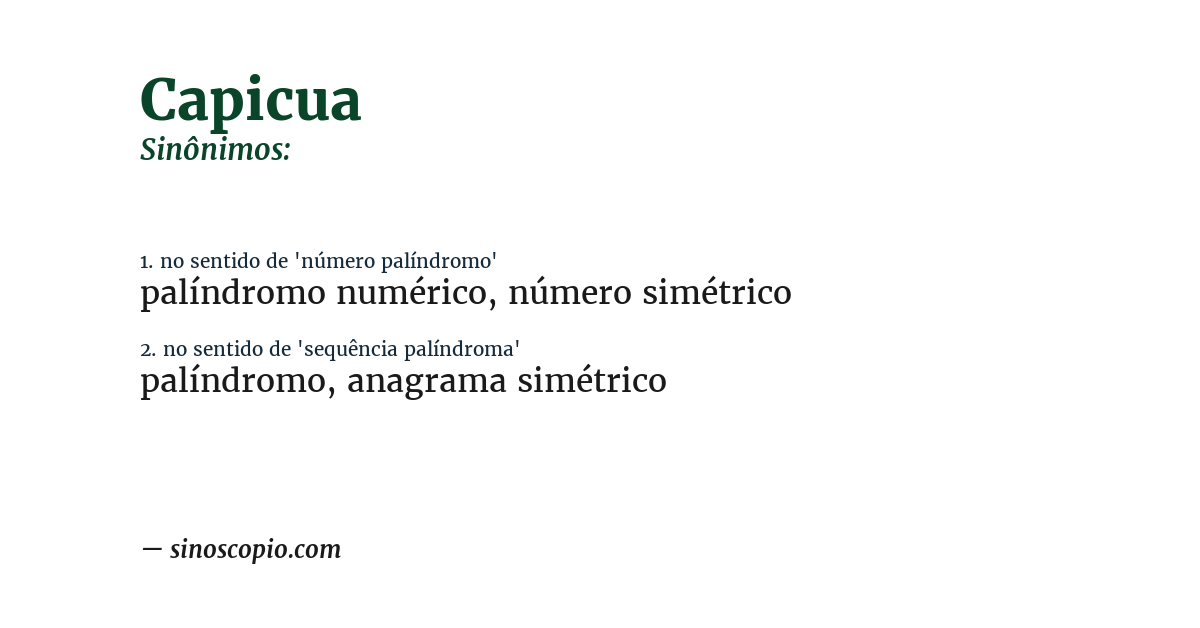 Sinônimo de capicua