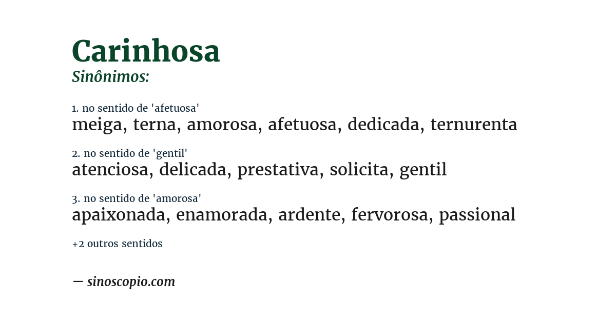Sinônimo de carinhosa