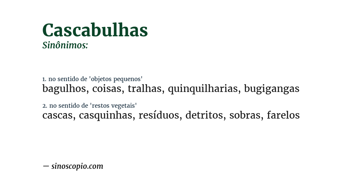 Sinônimo de cascabulhas
