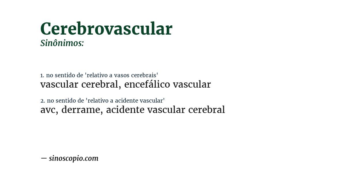 Sinônimo de cerebrovascular