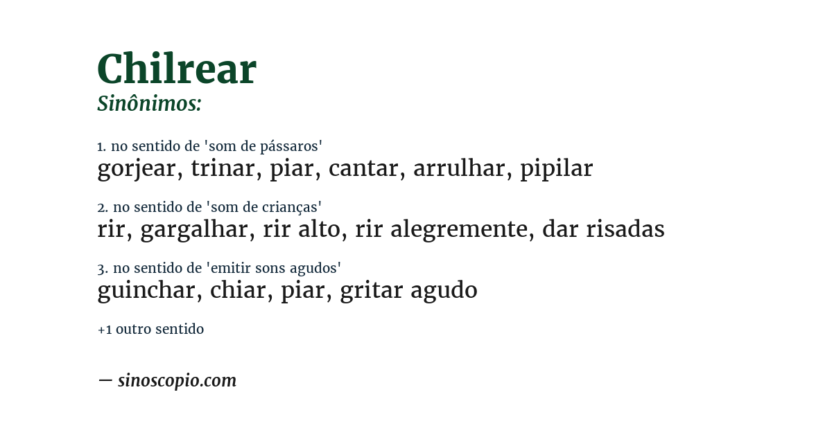 Sinônimo de chilrear