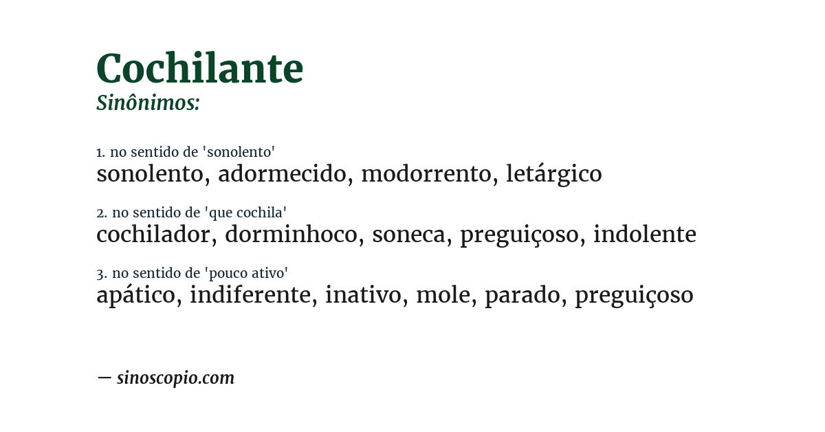Sinônimo de cochilante